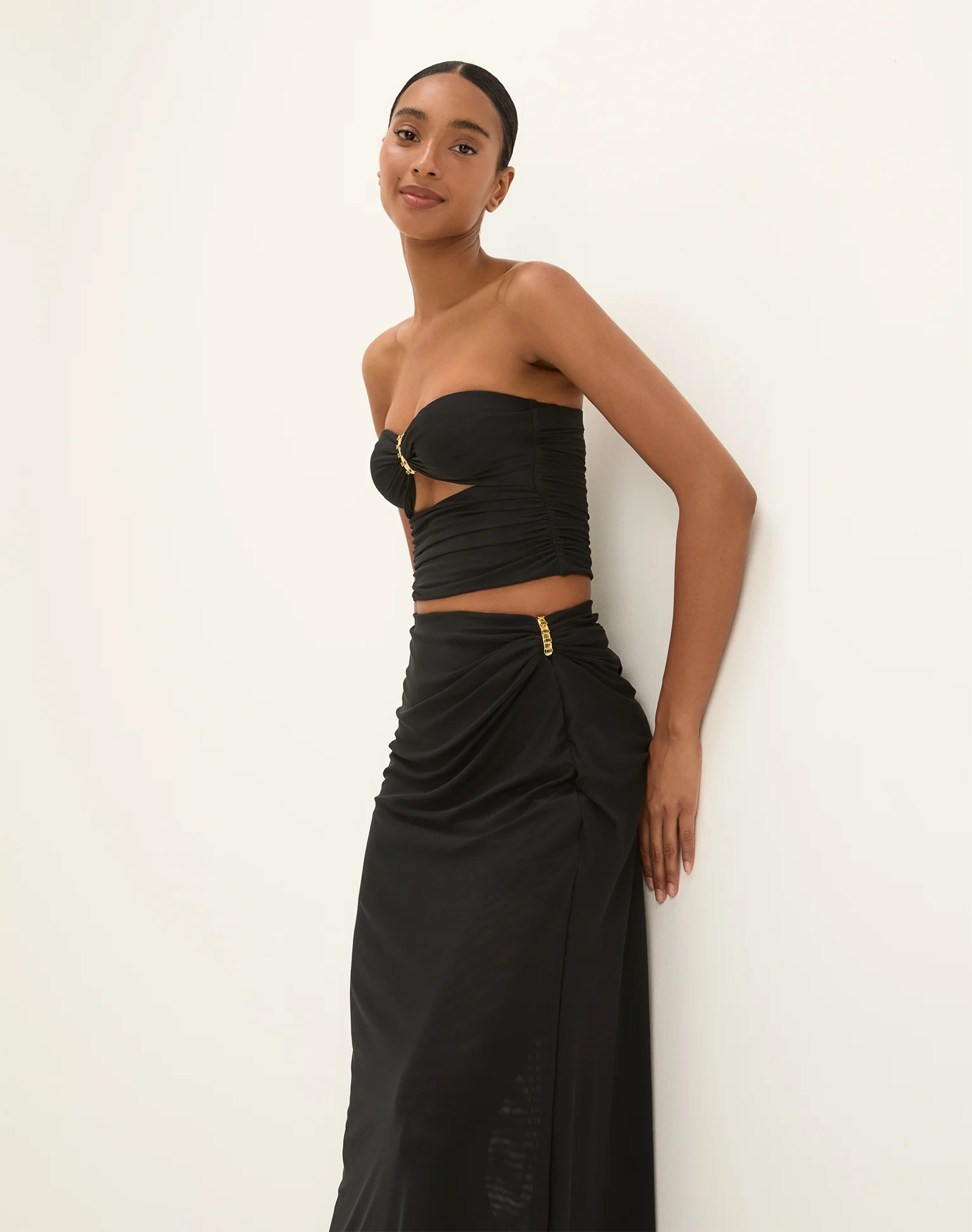 Amira Detail Long Skirt - Black - Image 5