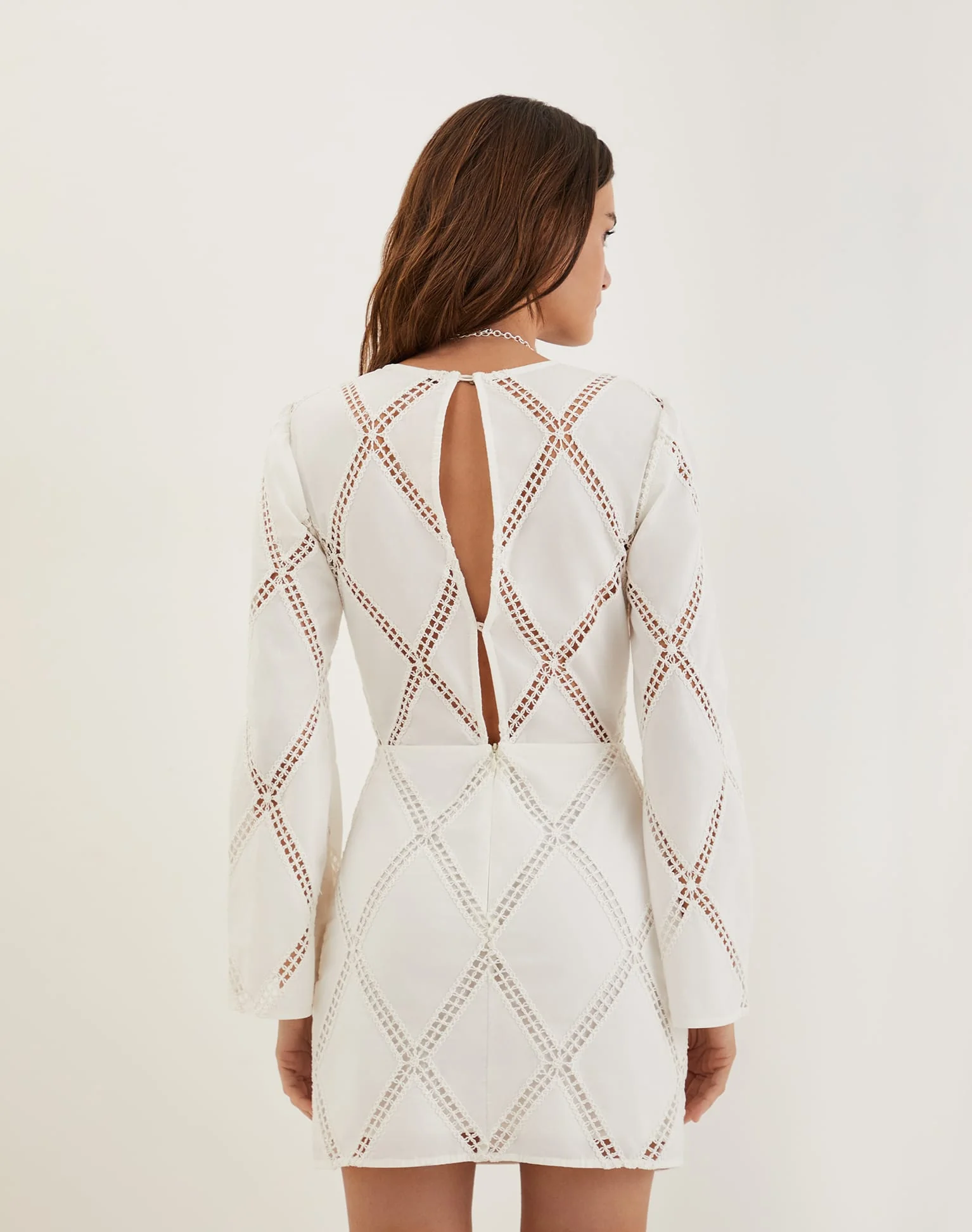 Eyelet Kaira Short Dress - Off White - Image 3