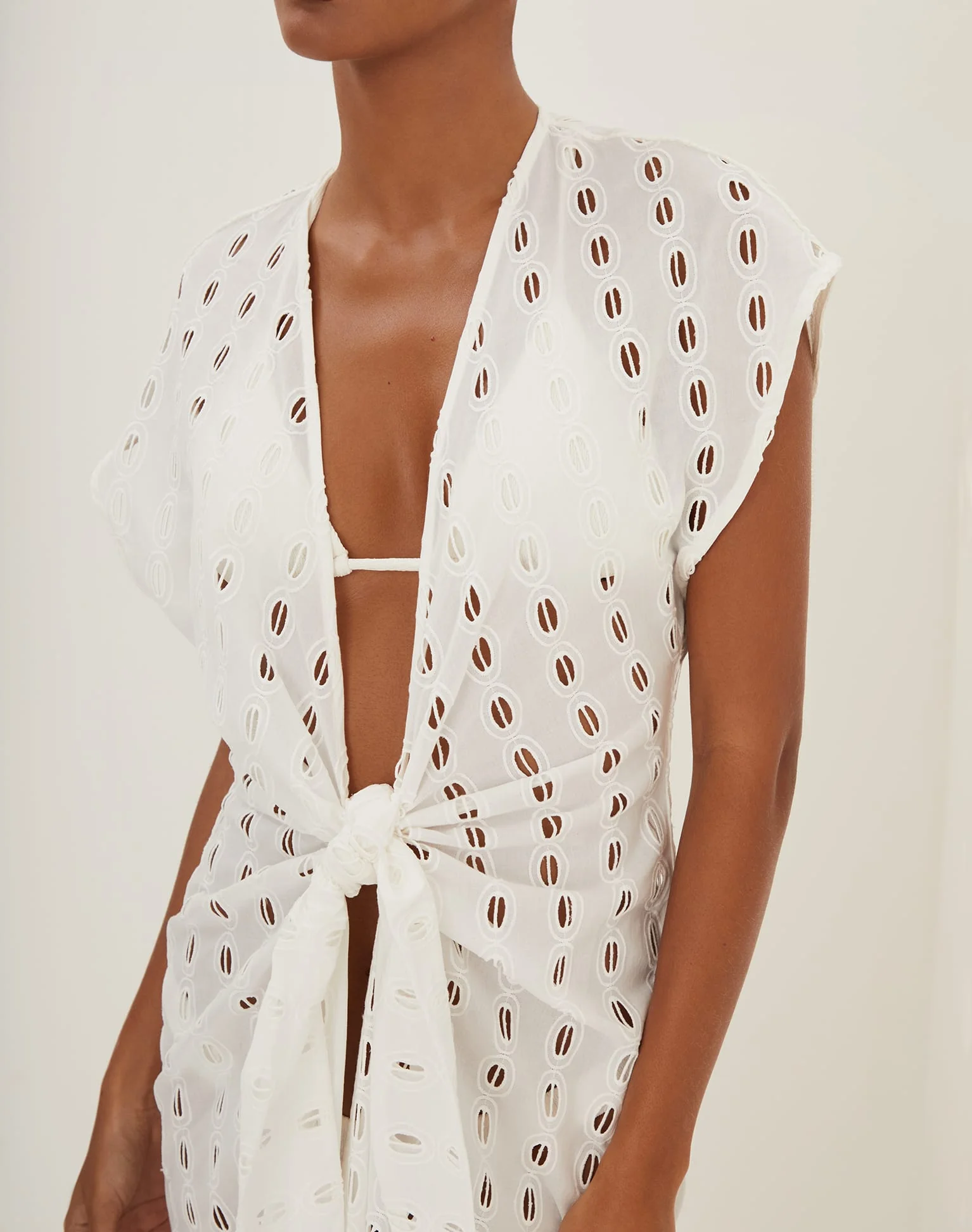 Eyelet Sasha Long Cover Up (Exchange Only) - Off White - Image 3