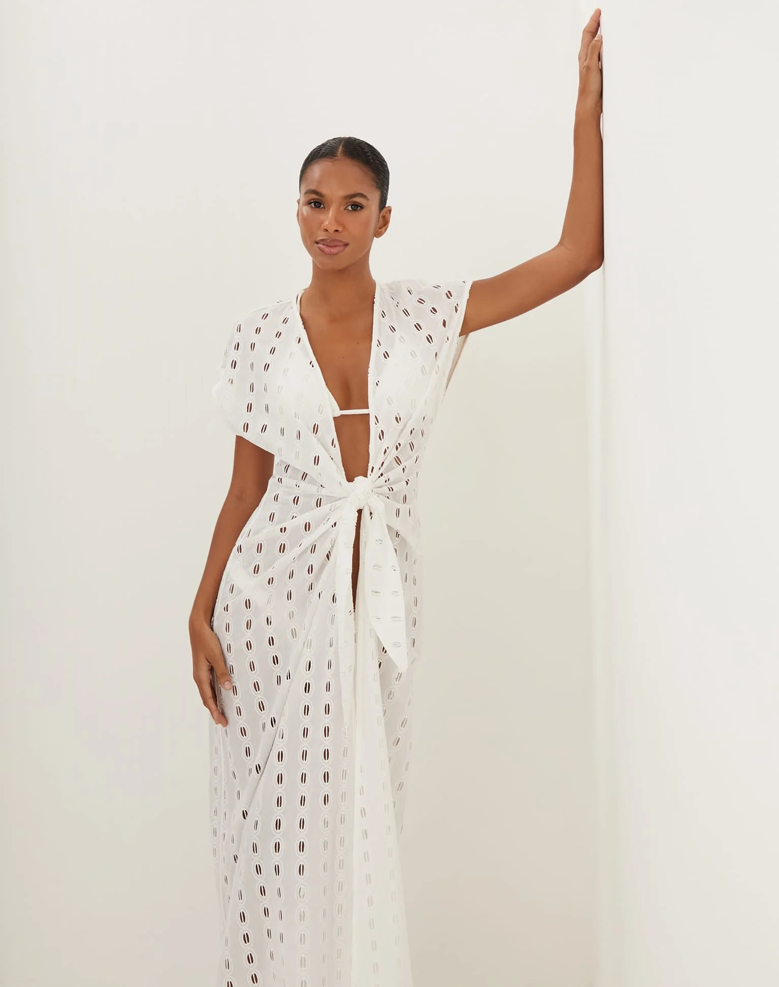 Eyelet Sasha Long Cover Up (Exchange Only) - Off White - Image 4