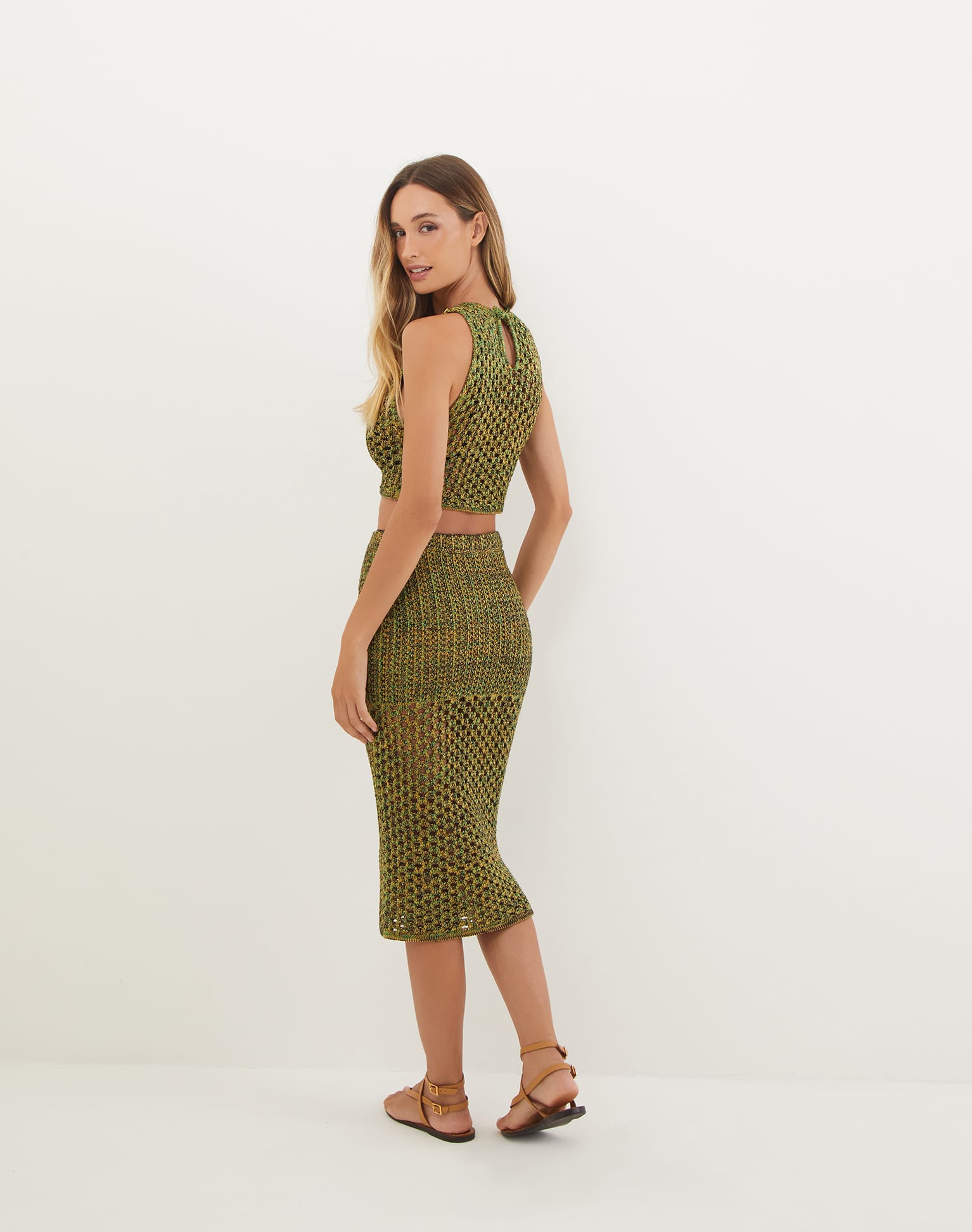 Knit Aria Midi Skirt (Final Sale) - Green - Image 3