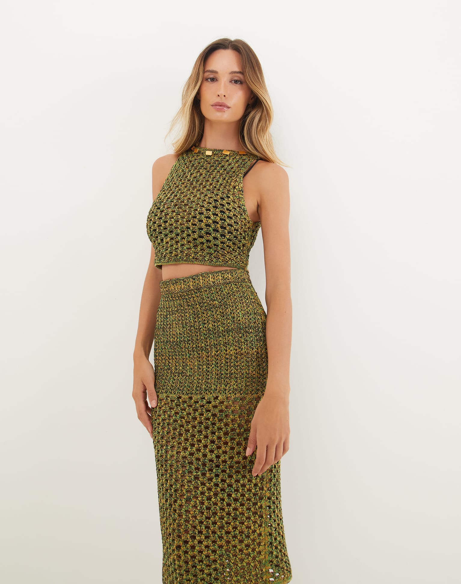 Knit Aria Midi Skirt (Final Sale) - Green - Image 4