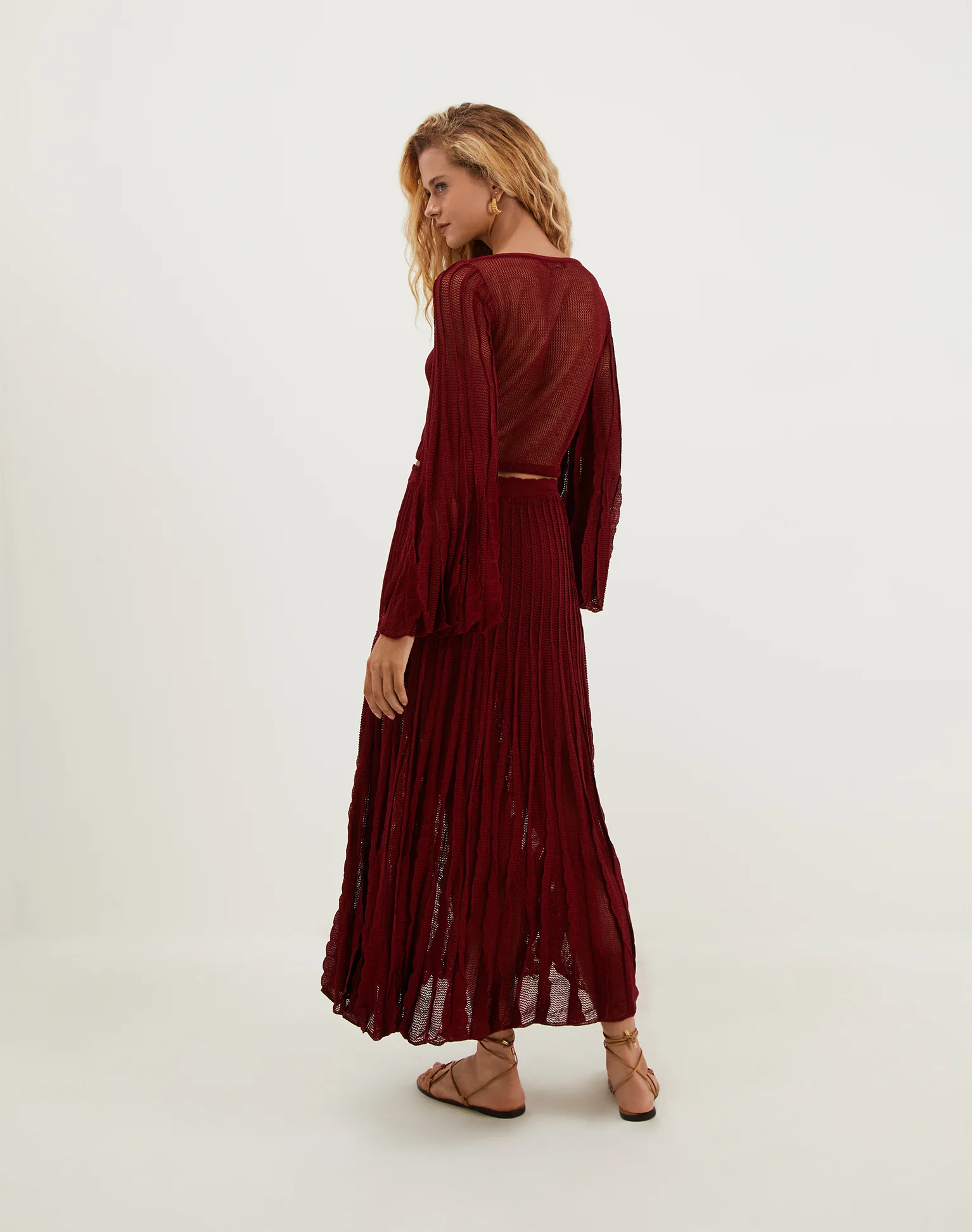 Knit Celina Bell Sleeve Top - Ponche - Image 4