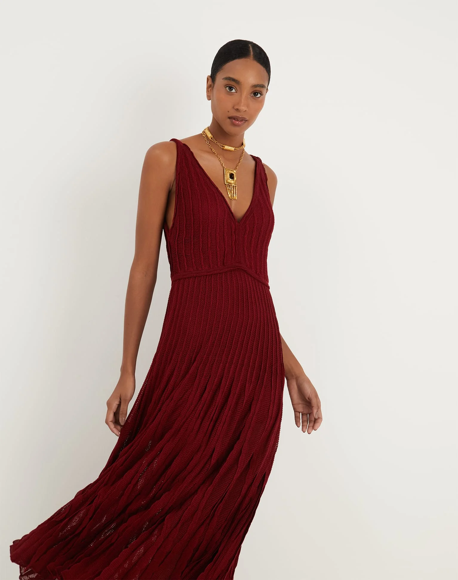 Knit Celina Long Dress - Ponche - Image 4