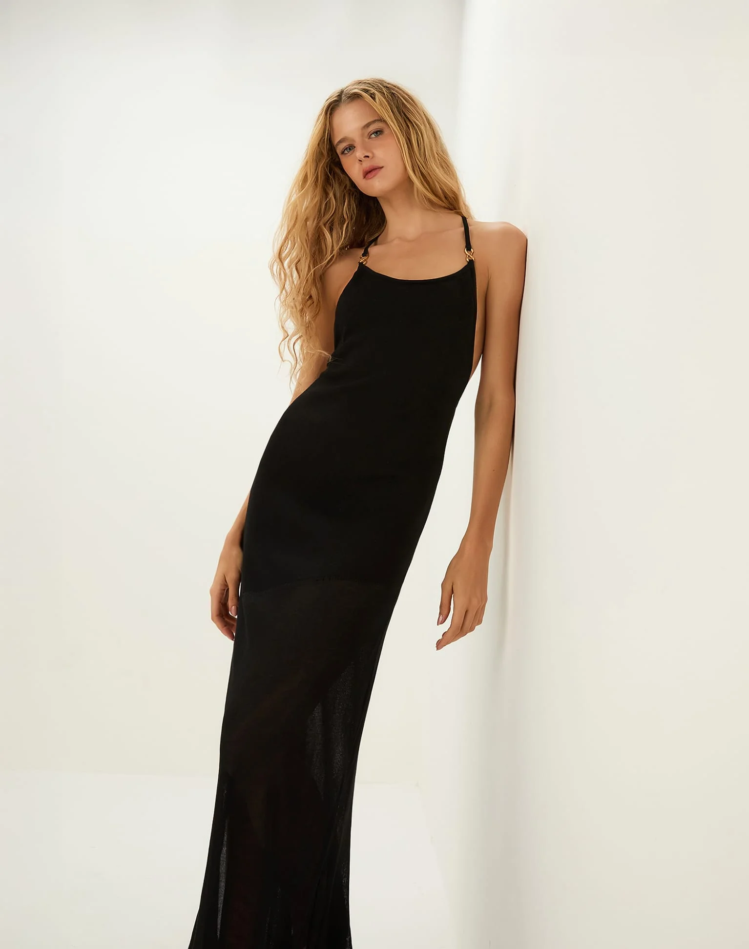 Knit Daphne Long Dress - Black - Image 6