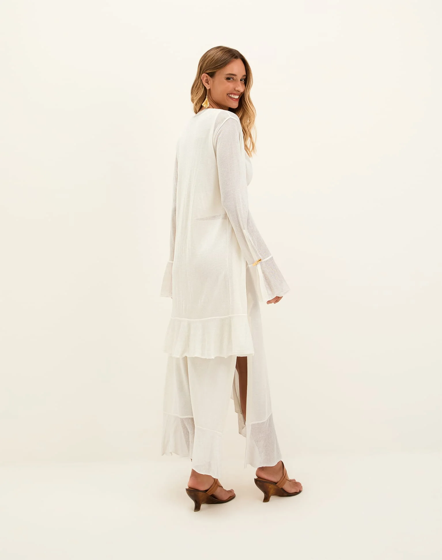 Knit Sasha Long Cardigan - Off White - Image 3