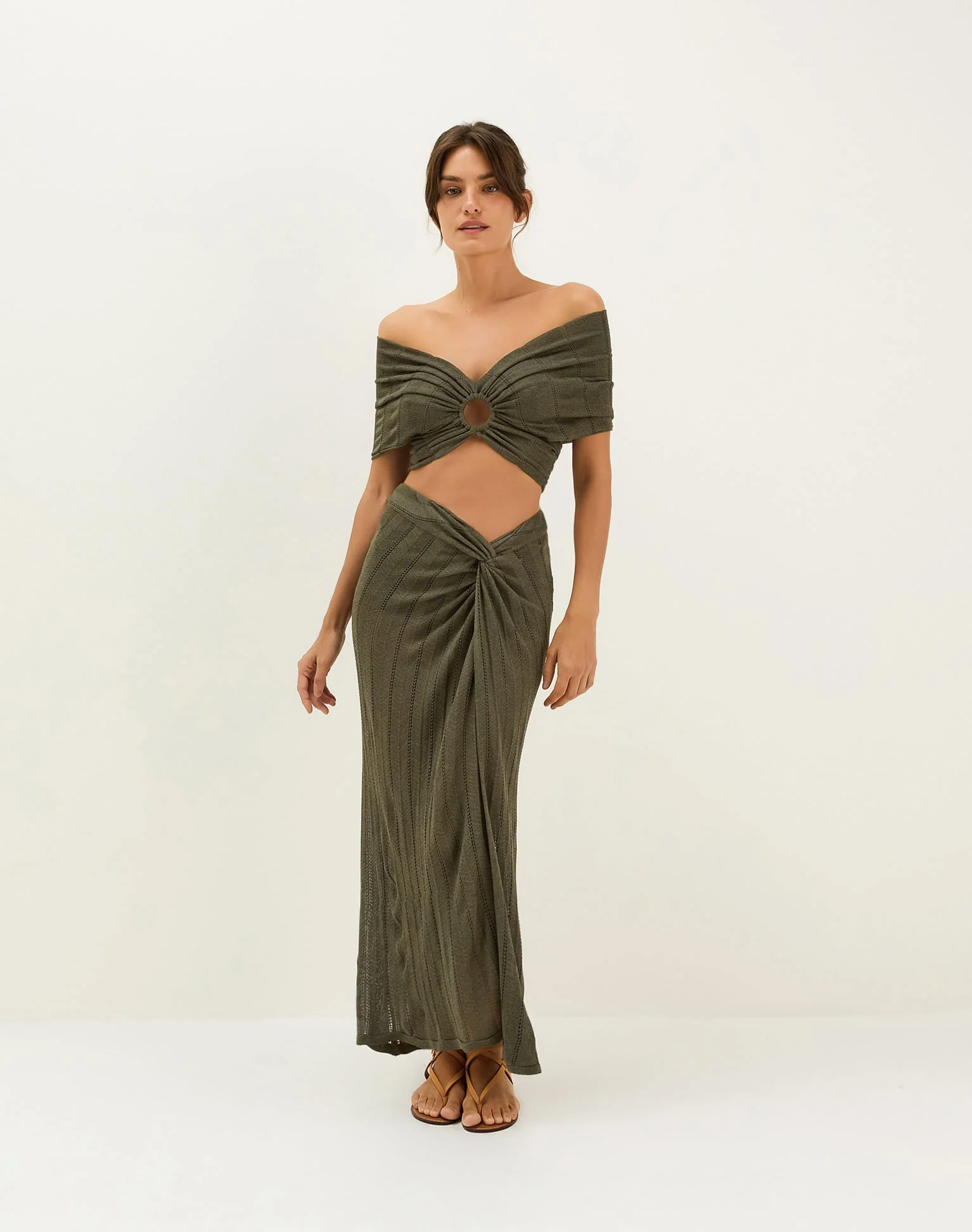 Knit Vis Long Skirt - Evergreen - Image 2