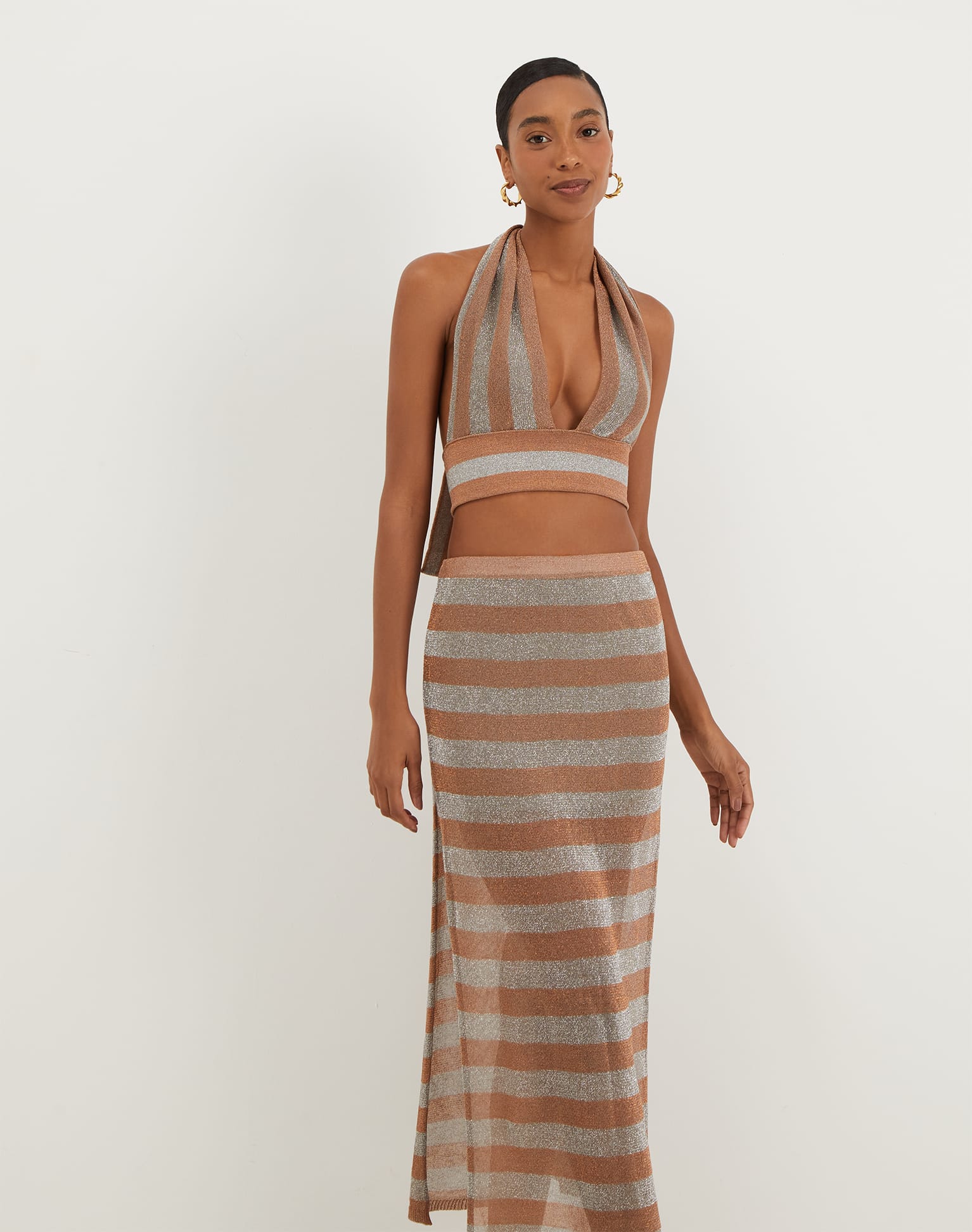 Knit Luna Long Skirt - Striped Éclair - Image 6