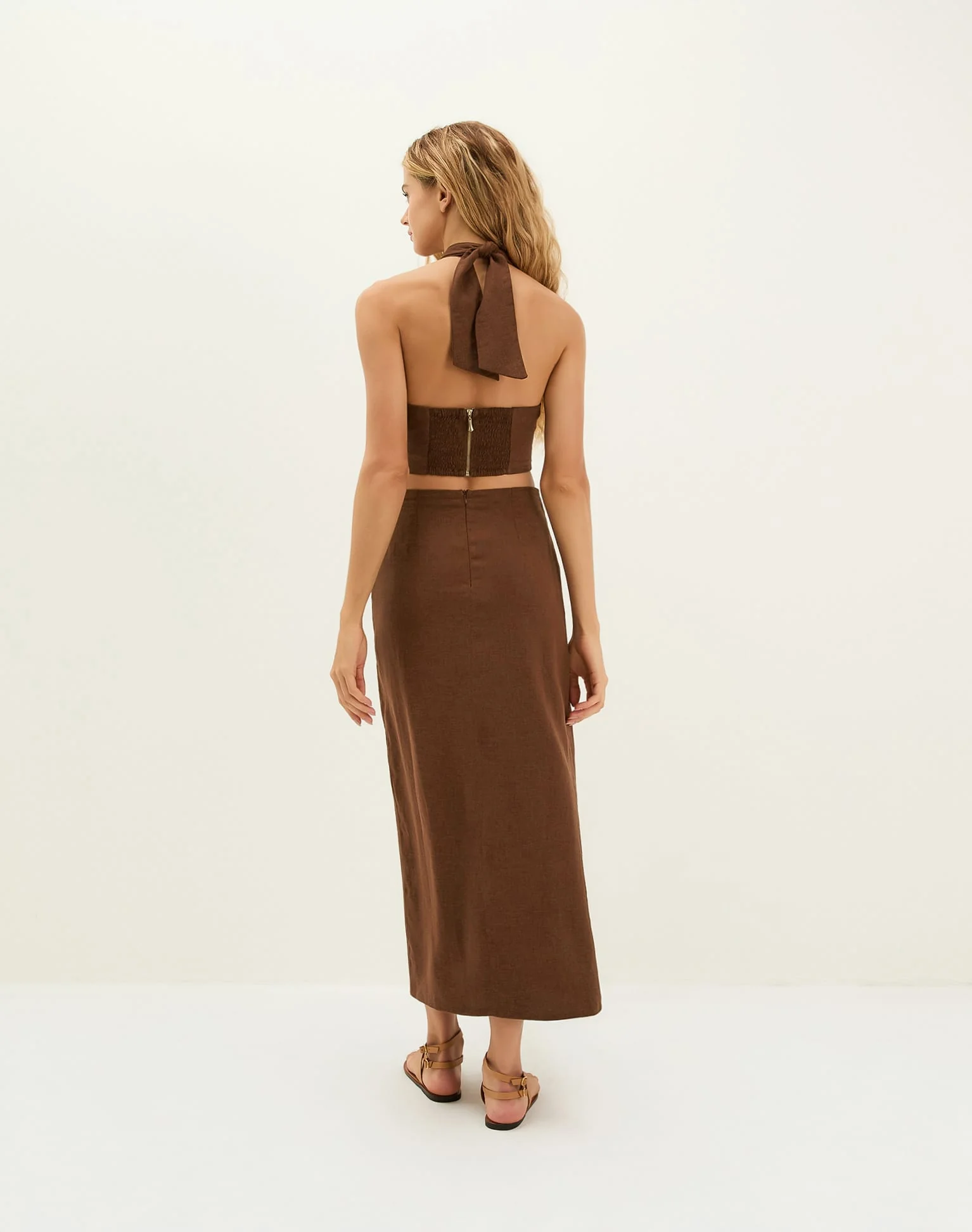 Luna Midi Skirt - Brown - Image 3