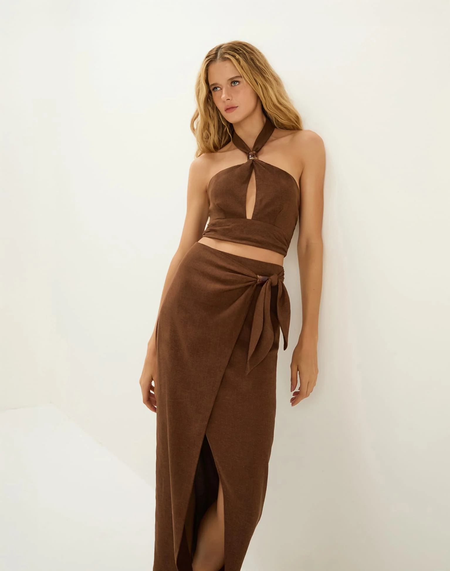 Luna Midi Skirt - Brown - Image 5