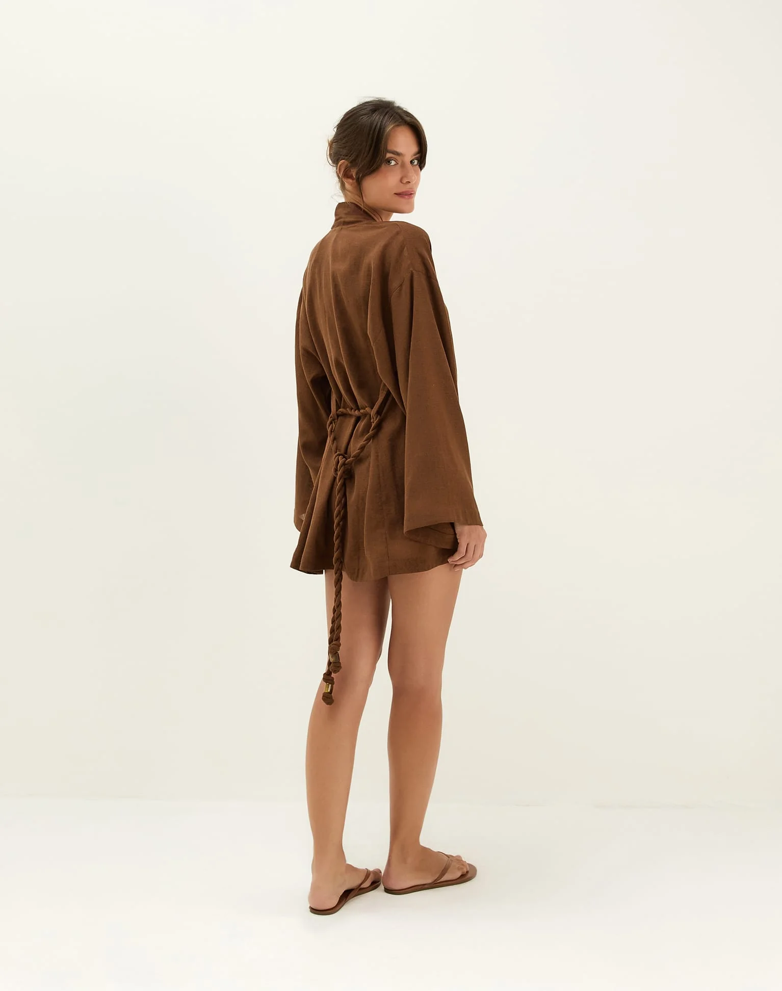 Luna Short Kimono - Brown - Image 4