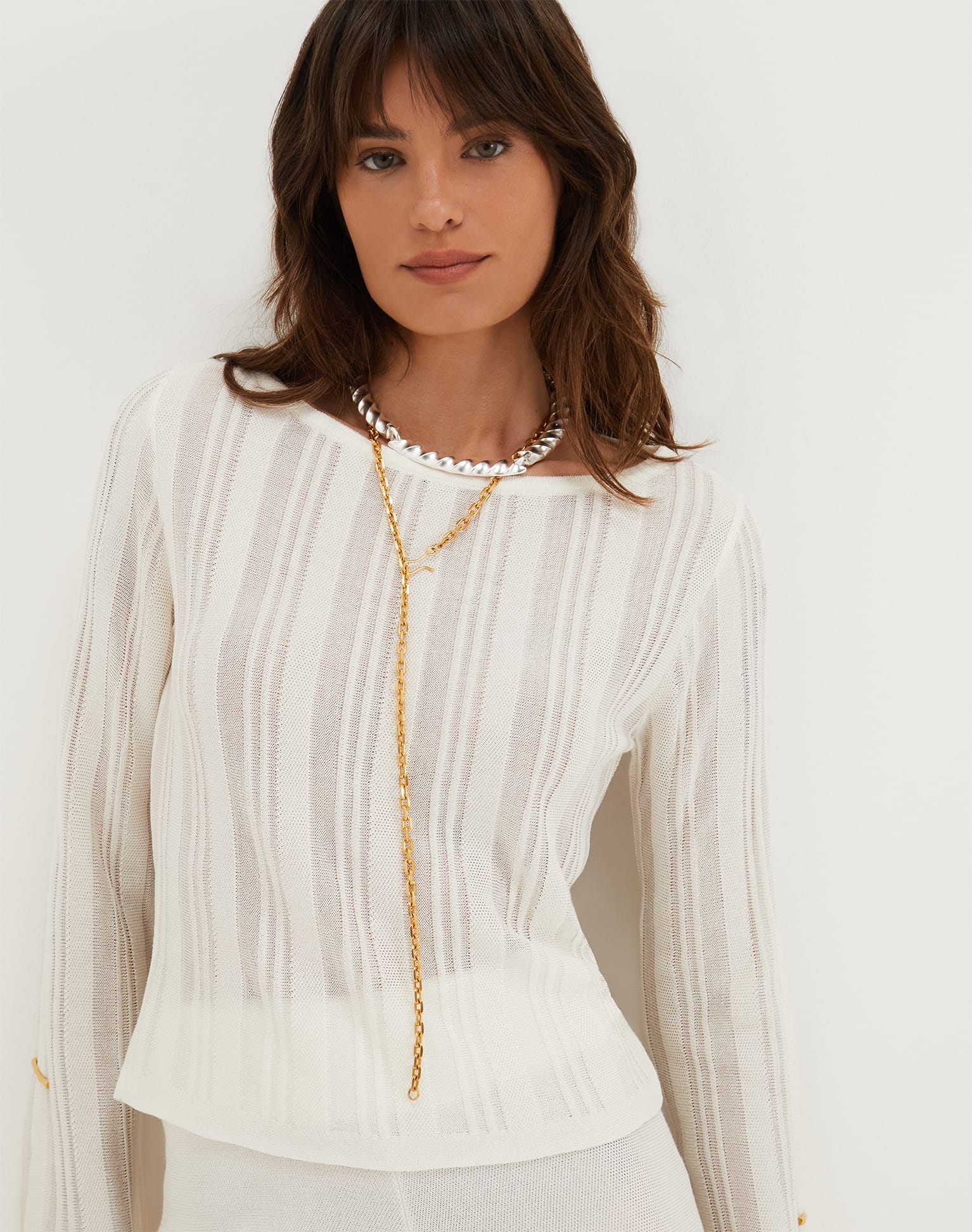 Knit Malene Blouse - Off White - Image 8