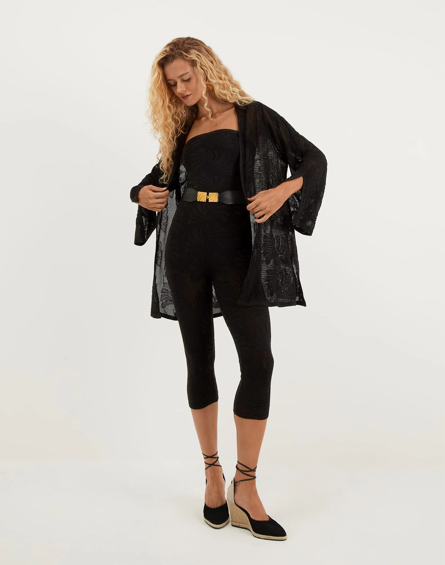 Knit Marina Open Cardigan - Black - Image 8