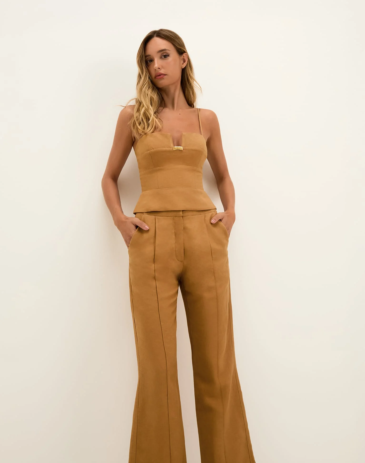 Prya Flared Ankle Pants - Toffee - Image 5
