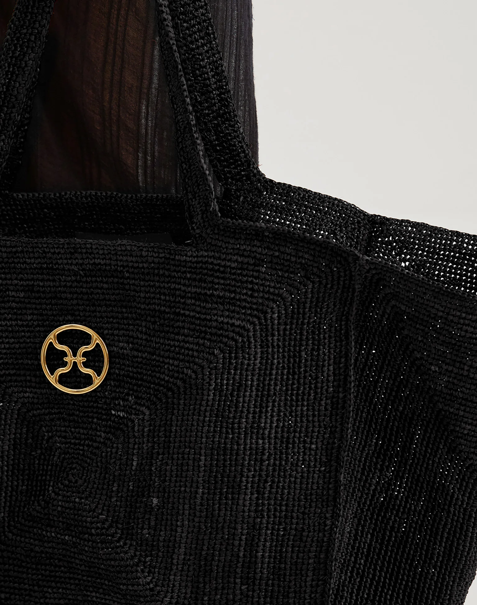 Raffia Pyramid Bag - Black - Image 3