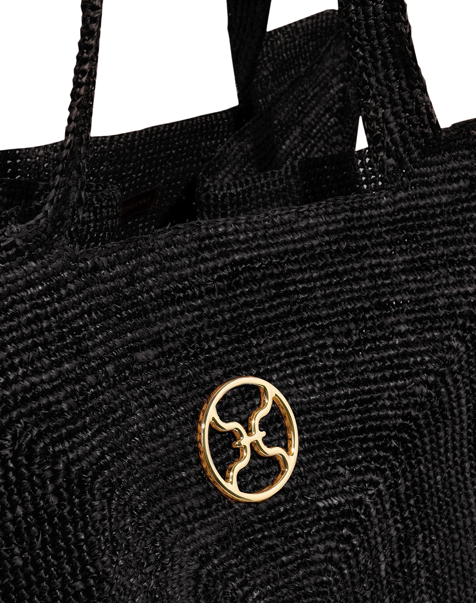 Raffia Pyramid Bag - Black - Image 4