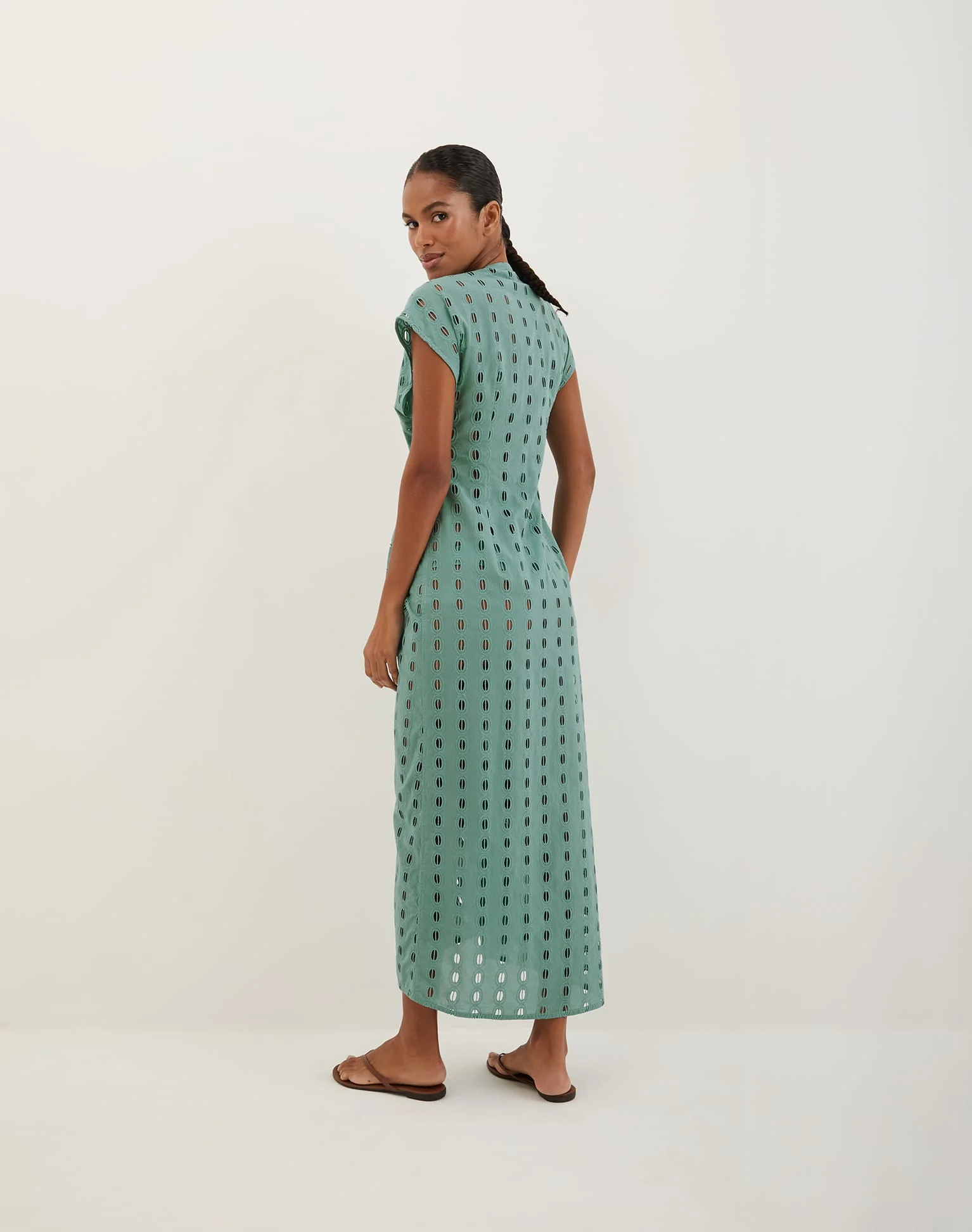 Eyelet Sasha Long Cover Up (Exchange Only) - Seaglass - Image 3