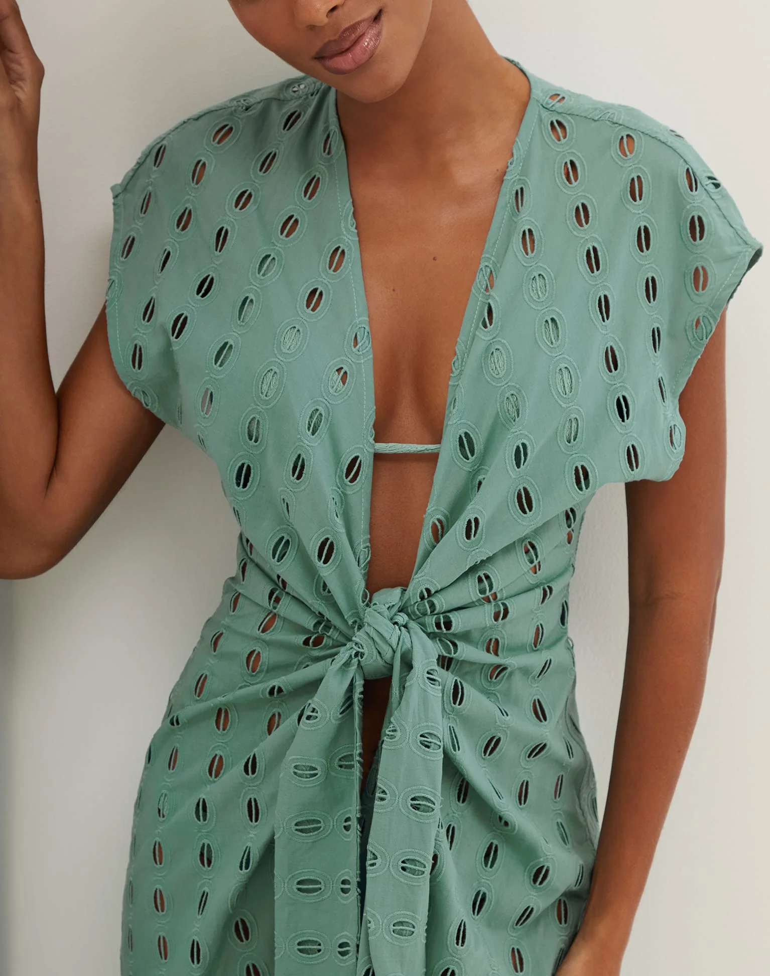 Eyelet Sasha Long Cover Up (Exchange Only) - Seaglass - Image 4